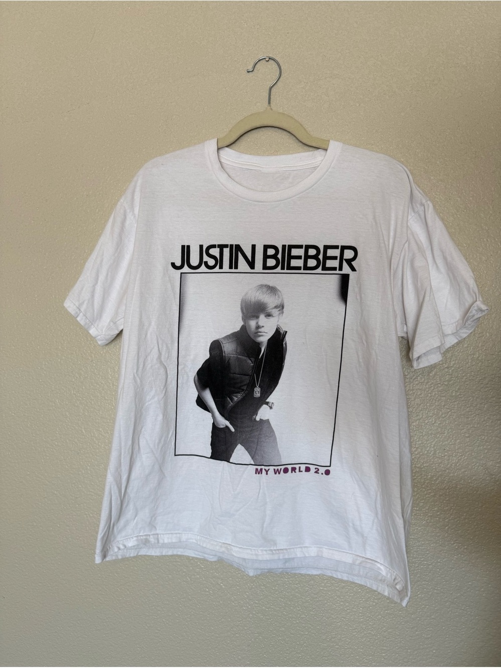 Bieberchella - Justin Bieber White Graphic Photo Tee - Black Print